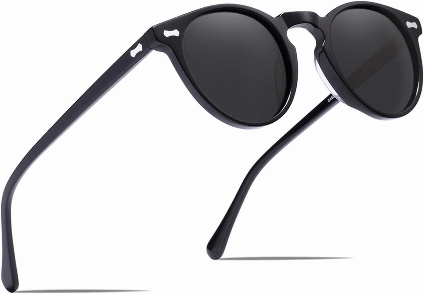 CARFIA Round Acetate Polarized Sunglasses for Women Small Face UV Protection with Leather Case CA5288