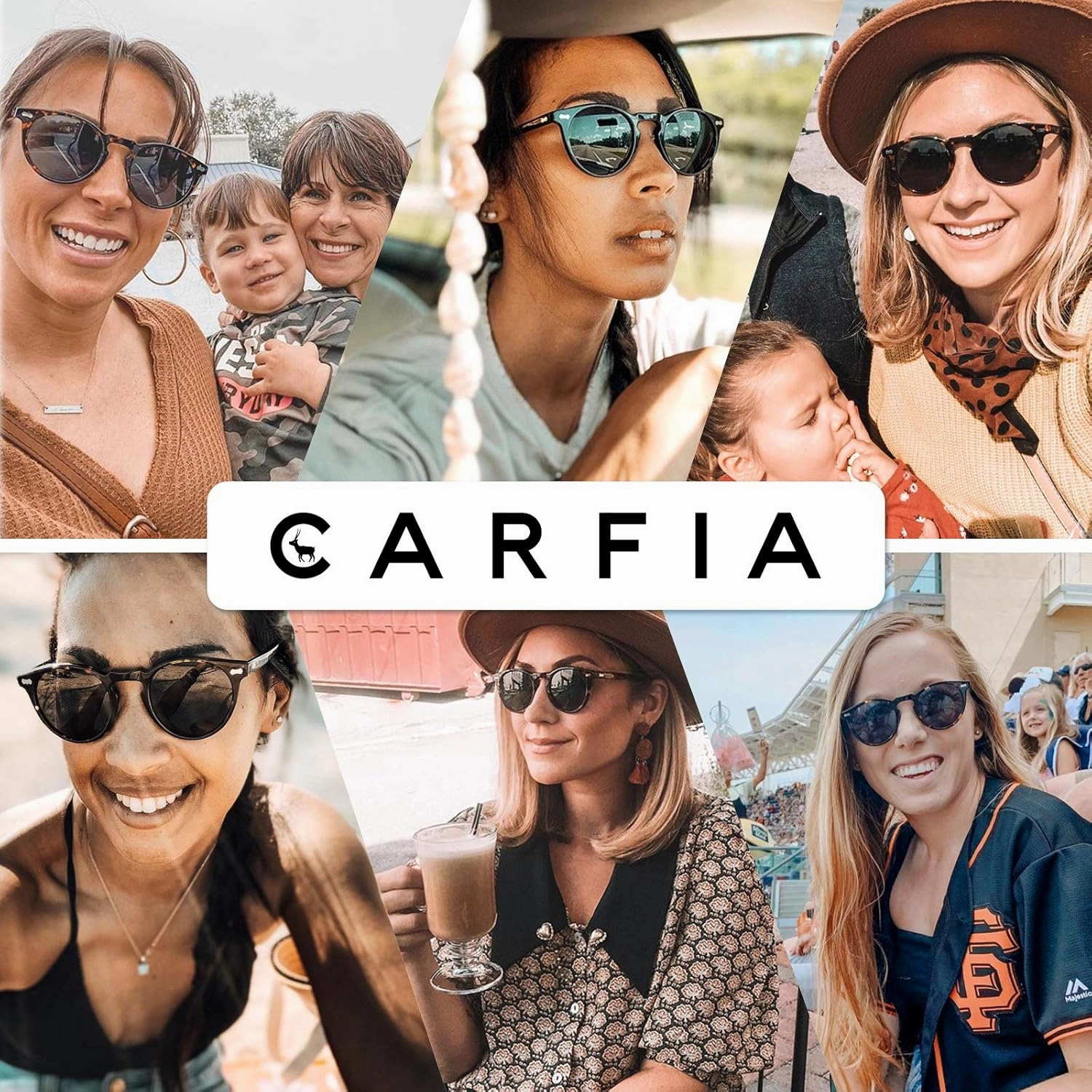 CARFIA Round Acetate Polarized Sunglasses for Women Small Face UV Protection with Leather Case CA5288