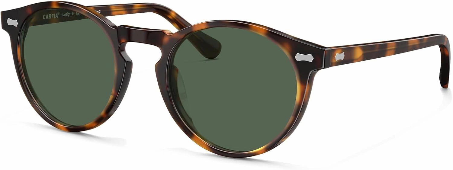 CARFIA Round Acetate Polarized Sunglasses for Women Small Face UV Protection with Leather Case CA5288
