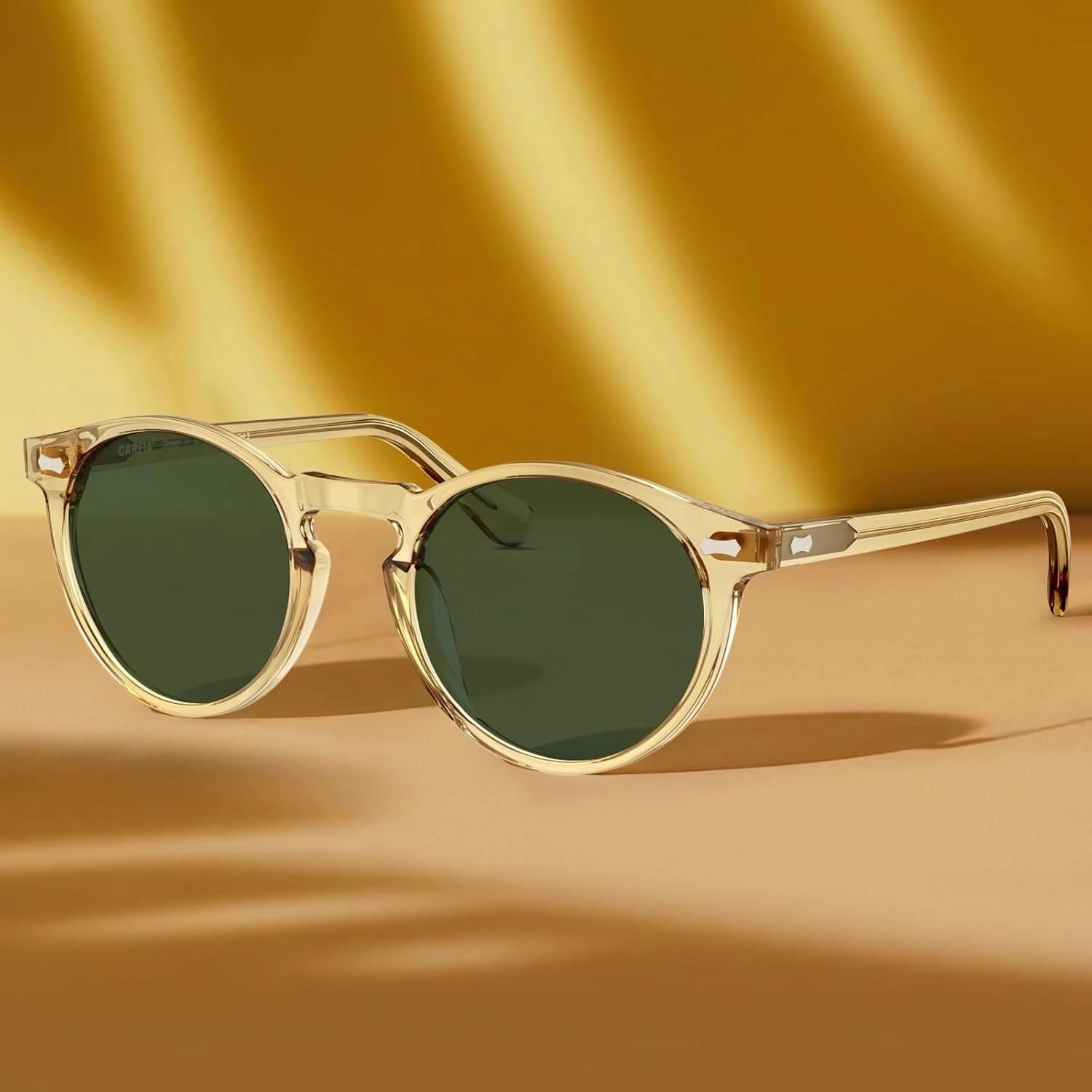 CARFIA Round Acetate Polarized Sunglasses for Women Small Face UV Protection with Leather Case CA5288