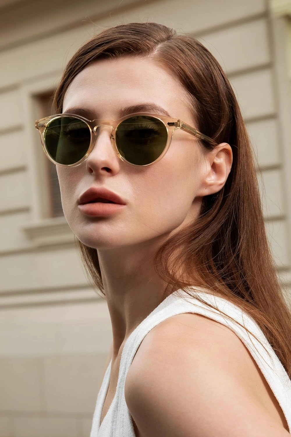 CARFIA Round Acetate Polarized Sunglasses for Women Small Face UV Protection with Leather Case CA5288
