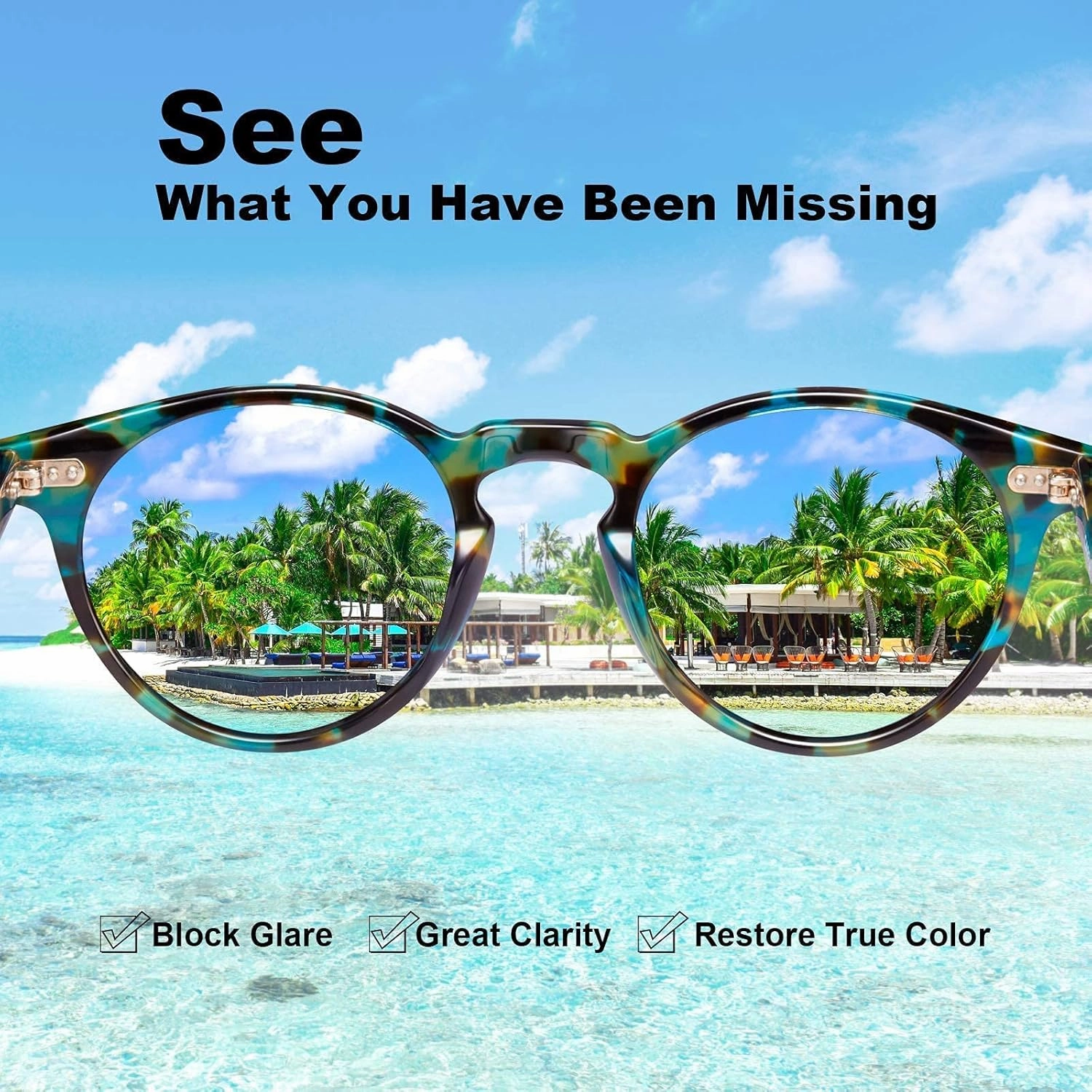 CARFIA Round Acetate Polarized Sunglasses for Women Small Face UV Protection with Leather Case CA5288