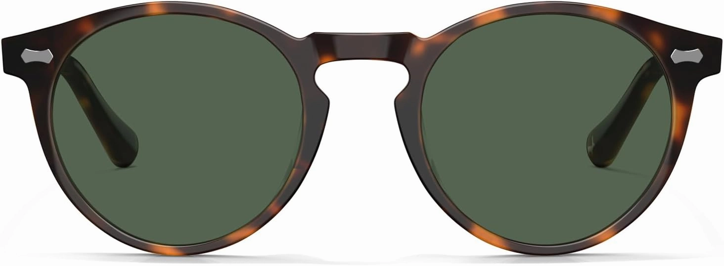 CARFIA Round Acetate Polarized Sunglasses for Women Small Face UV Protection with Leather Case CA5288