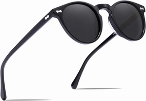 CARFIA Round Acetate Polarized Sunglasses for Women Small Face UV Protection with Leather Case CA5288