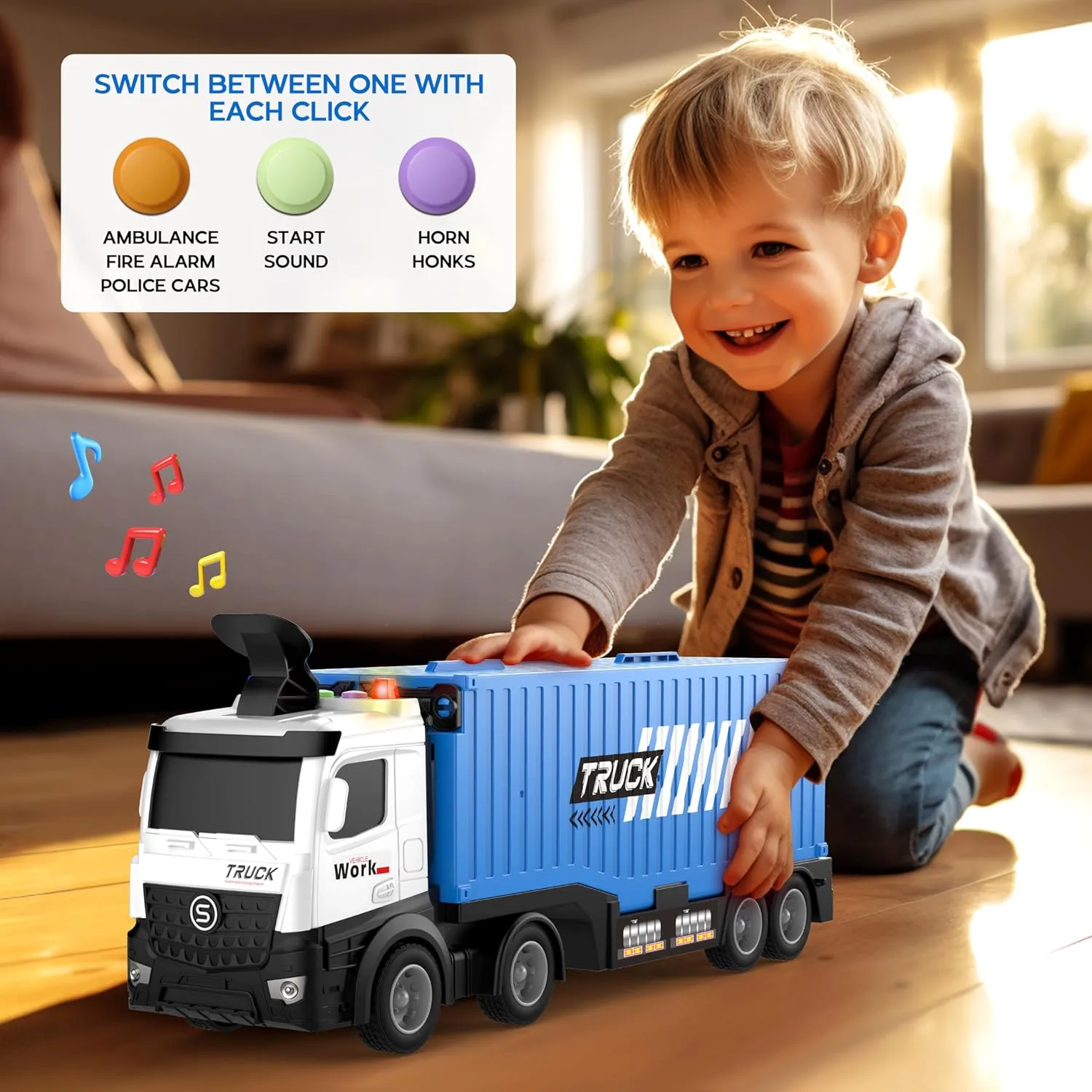 Carrier Truck Race Track Toddlers Toys, Foldable 3 Layer Track Playset, Toy Truck Transport Car Carrier & 8 Race Cars, Truck Car Kids Toys Xmas Gifts for Age 3 4 5 6  Years Old Boys Girls