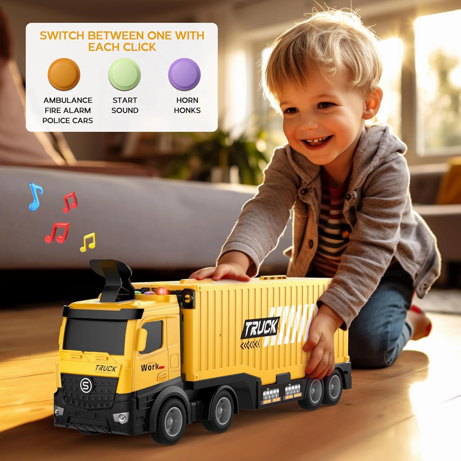 Carrier Truck Race Track Kids Toys, Foldable 3 Layer Toddler Track Playset, Toy Truck Transport Car Carrier & 8 Race Cars, Truck Car Toddlers Toys B-Day Gifts for Age 3 4 5 6  Years Old Boys Girls