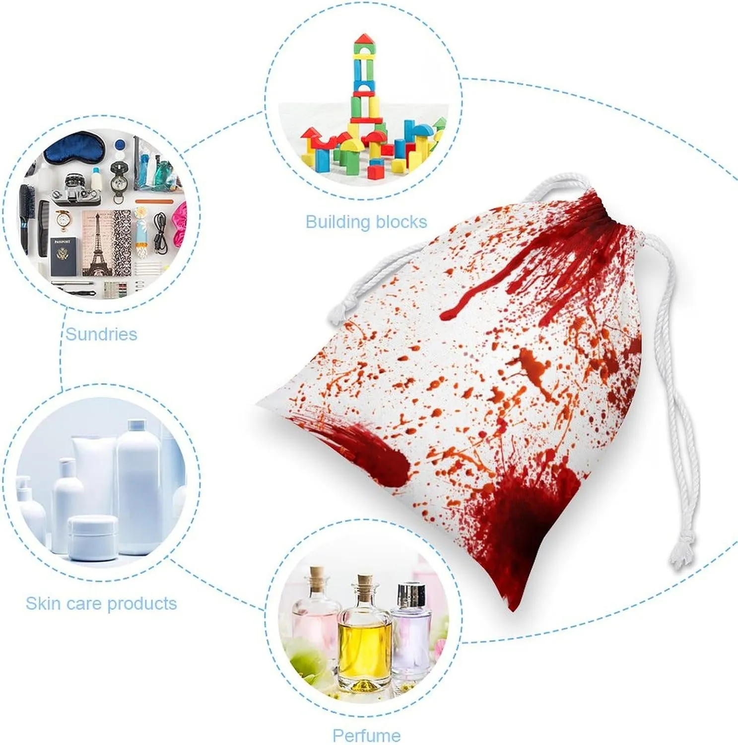 Cartoon Mushrooms Portable Large Capacity Canvas Drawstring Storage Bag