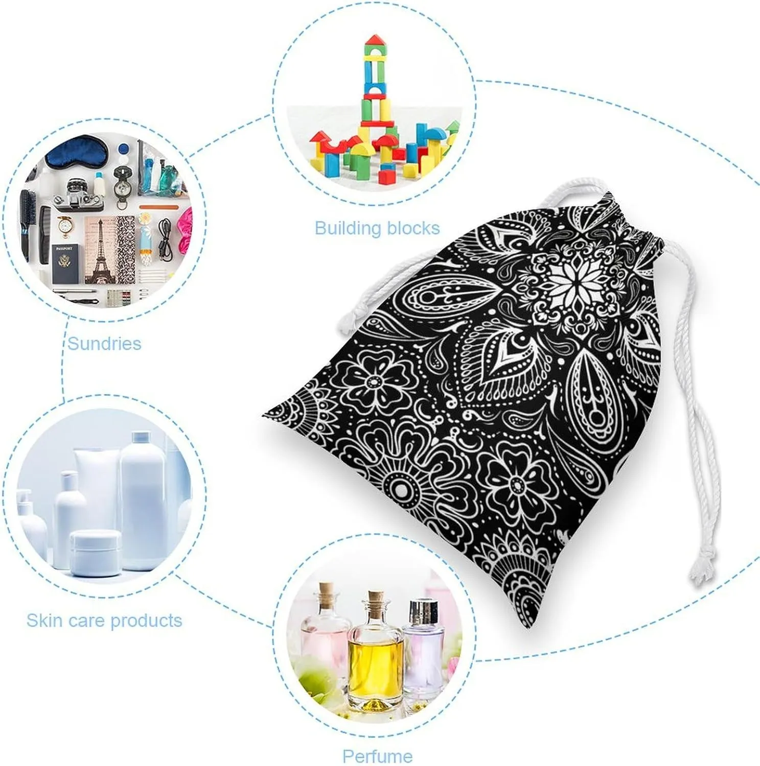 Cartoon Mushrooms Portable Large Capacity Canvas Drawstring Storage Bag
