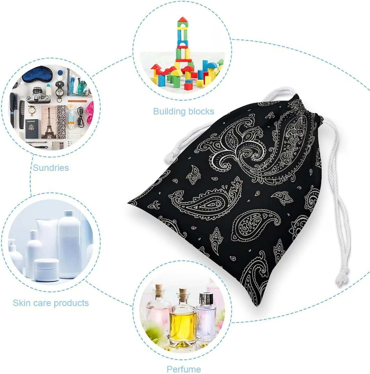 Cartoon Mushrooms Portable Large Capacity Canvas Drawstring Storage Bag