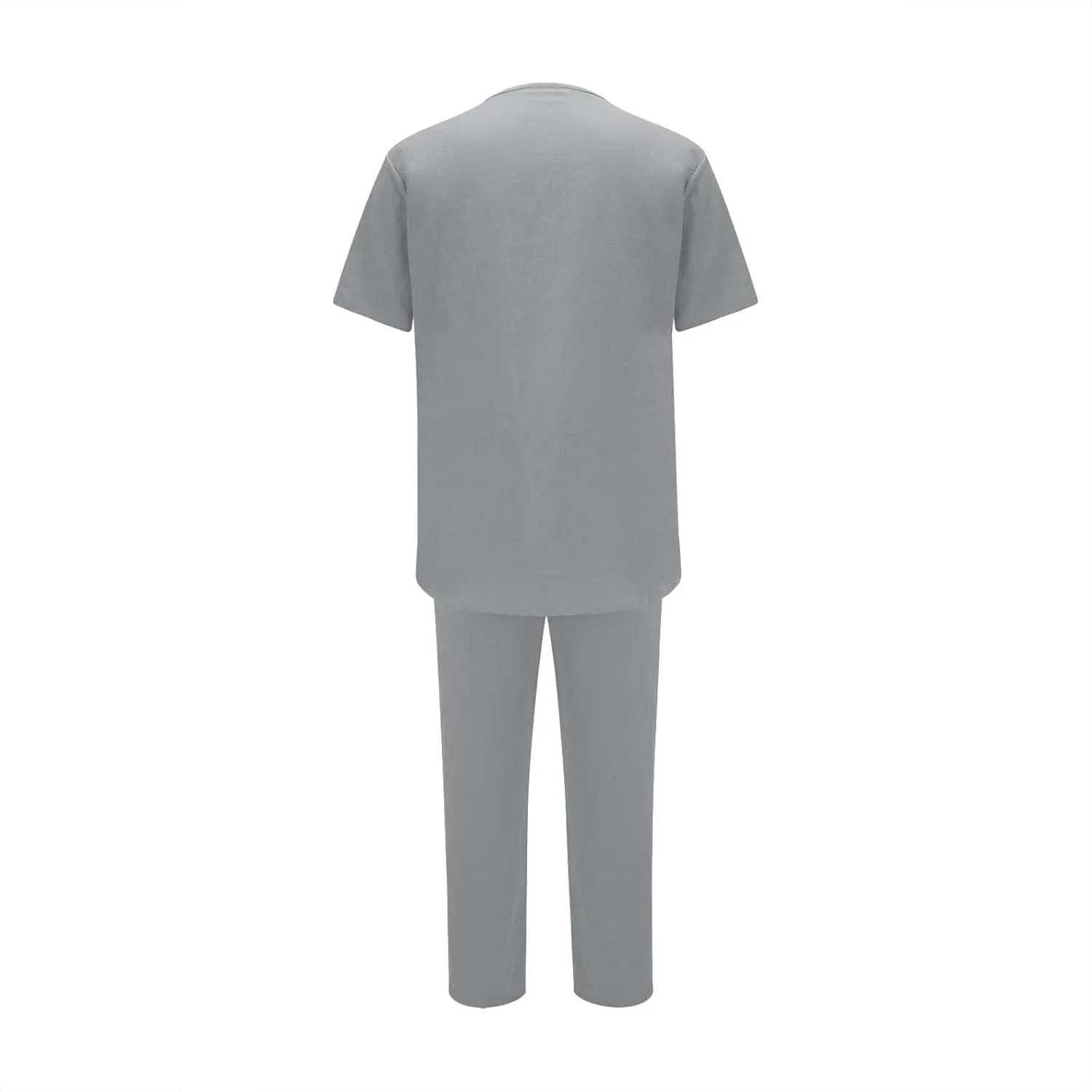 Casual Set for Mens 2 Piece Crew Neck Deep V Short Sleeve Tshirts Drawstring Pants Loose Cool Hiking Active Outfits