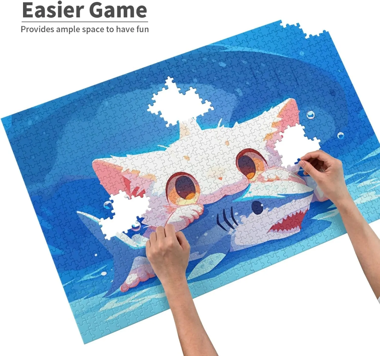 Cat Eating Fish Jigsaw Puzzle 1000 Piece for Adults & Kids, Wall Hanging Puzzles Intellectual Decompressing Fun Family Game Large Puzzle Game Toys Gifts