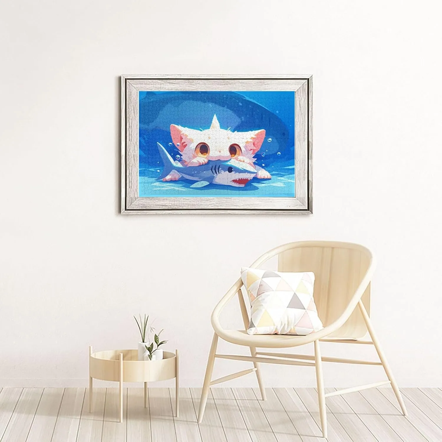 Cat Eating Fish Jigsaw Puzzle 1000 Piece for Adults & Kids, Wall Hanging Puzzles Intellectual Decompressing Fun Family Game Large Puzzle Game Toys Gifts