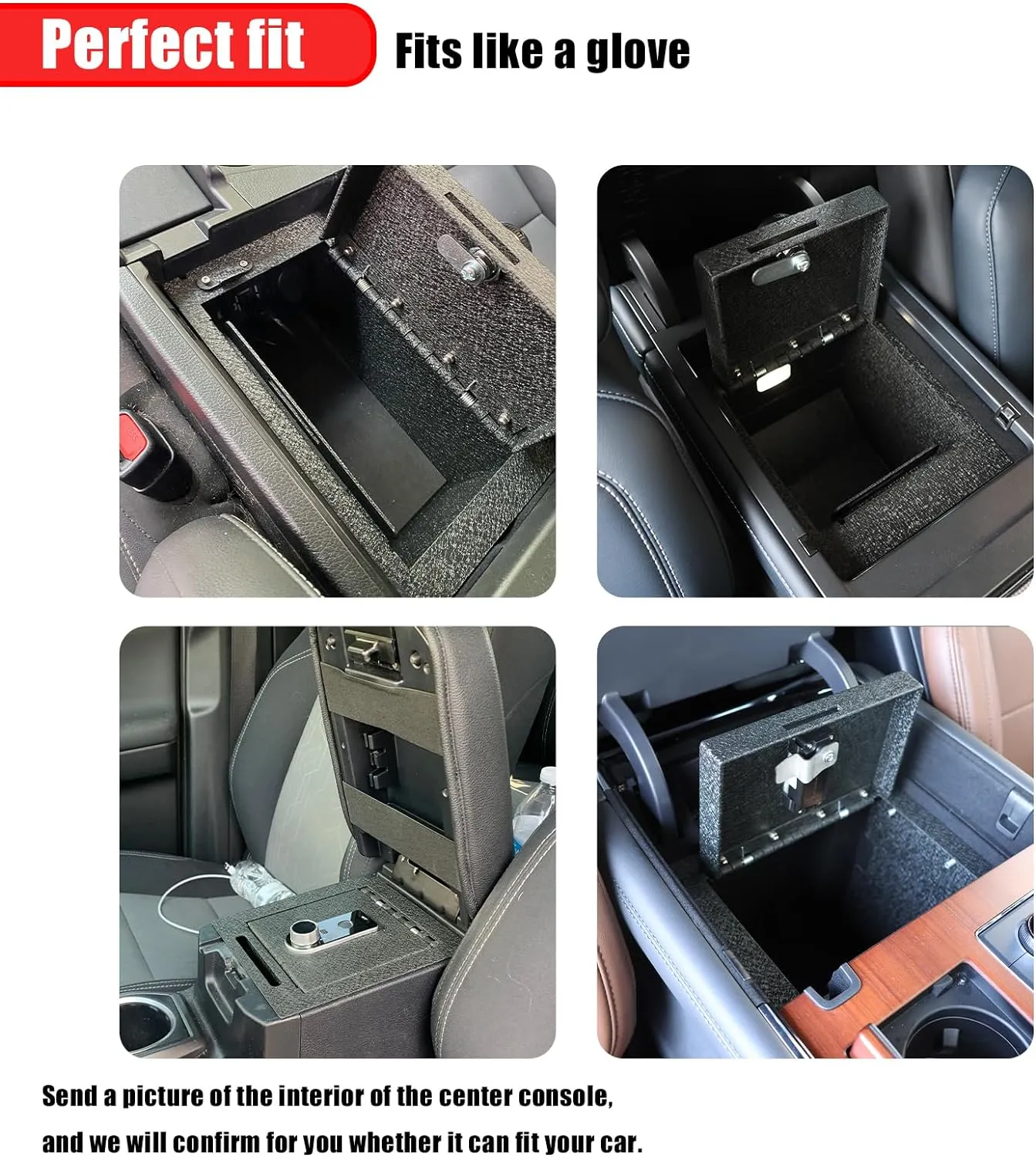 Center Console Gun Safe - Console Gun Vault Compatible with Tesla Cybertruck 2024-2025, High Security Armrest Lock Box with Fingerprint Lock with Backup Key.
