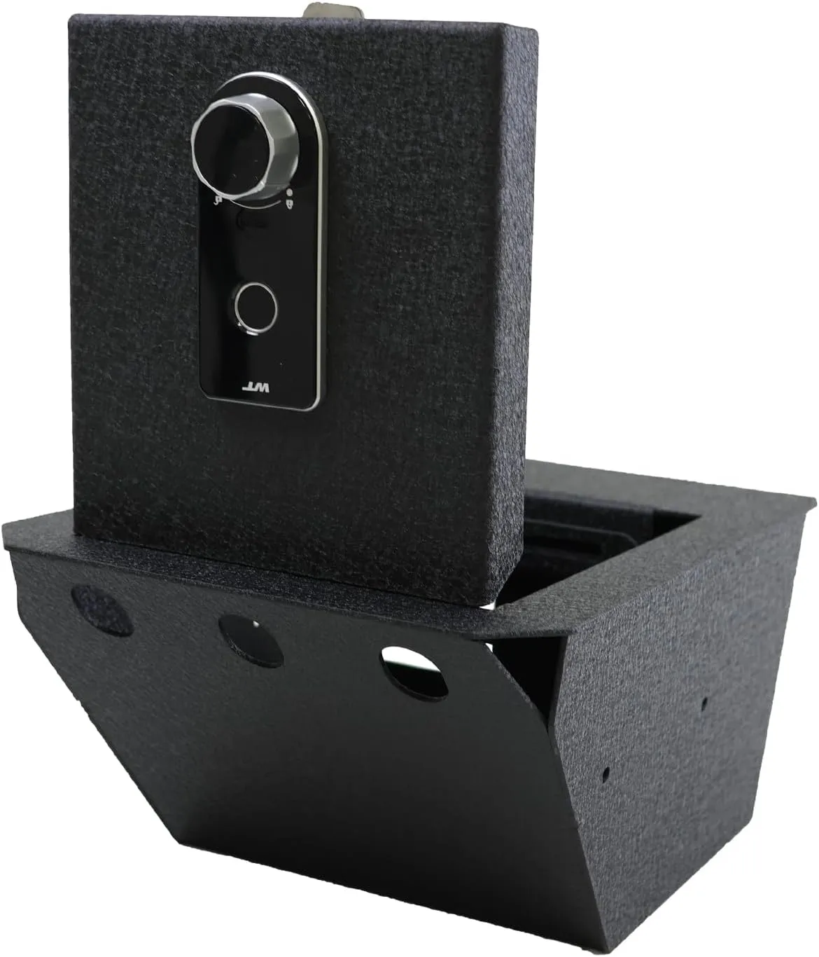 Center Console Gun Safe - Console Gun Vault Compatible with Tesla Cybertruck 2024-2025, High Security Armrest Lock Box with Fingerprint Lock with Backup Key.