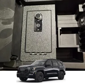 Center Console Safe Gun Safe, WASAI Premium In-vehicle Console Gun Vault Lockbox Compatible with 2022-2025 Toyota Tundra, 2023-2025 Toyota Sequoia, Fingerprint Lock with Backup Key.