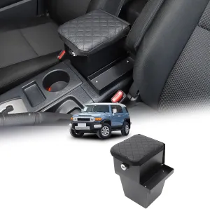 Center Console Safe Lockbox Compatible with Toyot@ FJ Cruiser 2007-2021 Accessories, 3-Digit Combo Lock Console Gun Vault Safe Storage Box (with Armrest Pad)