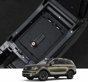 Center Console Gun Safe - Console Gun Vault Compatible with Kia Telluride 2019-2025, High Security Armrest Lock Box with 4 Digit Combination Lock with Key