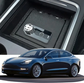 Center Console Safe Gun Safe Box Storage Compatible with 2021-2024 Tesla Model Y and 2021-2023 Model 3, with Superior Fingerprint Lock, Center Console Gun Vault