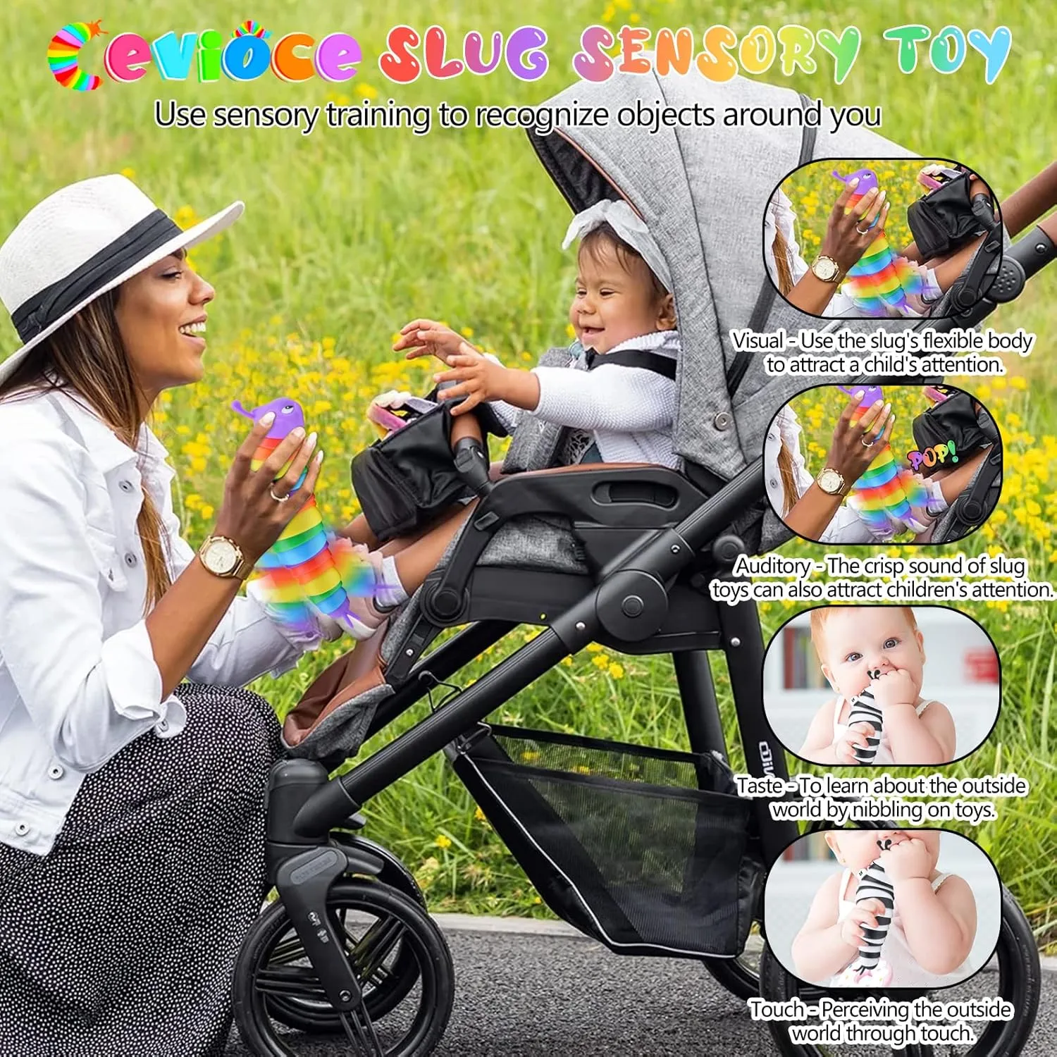 Cevioce Fidget Slug Toy, Sensory Slug Fidget Toys for Kids & Adults, 3 PCS Autism Sensory Toys for Autistic Children Toddlers, Toddler Toys - 3 4 5 6 7 8  Year Old Girl Boy Birthday Gifts A