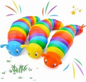 Cevioce Fidget Slug Toy, Sensory Slug Fidget Toys for Kids & Adults, 3 PCS Autism Sensory Toys for Autistic Children Toddlers, Toddler Toys - 3 4 5 6 7 8  Year Old Girl Boy Birthday Gifts C