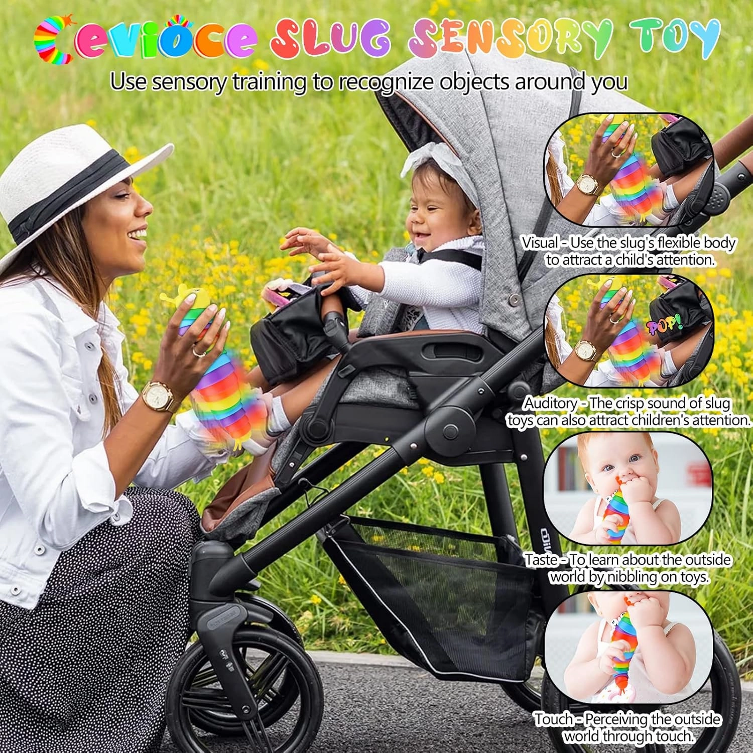 Cevioce Fidget Slug Toy, Sensory Slug Fidget Toys for Kids & Adults, 3 PCS Autism Sensory Toys for Autistic Children Toddlers, Toddler Toys - 3 4 5 6 7 8  Year Old Girl Boy Birthday Gifts C