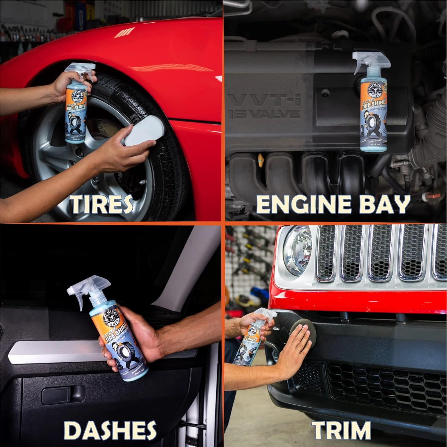 Chemical Guys Tire Kicker Sprayable Extra Glossy Tire Shine (Works on Rubber, Vinyl & Plastic) Safe for Cars, Trucks, Motorcycles, RVs & More, 128 fl oz (1 Gallon)
