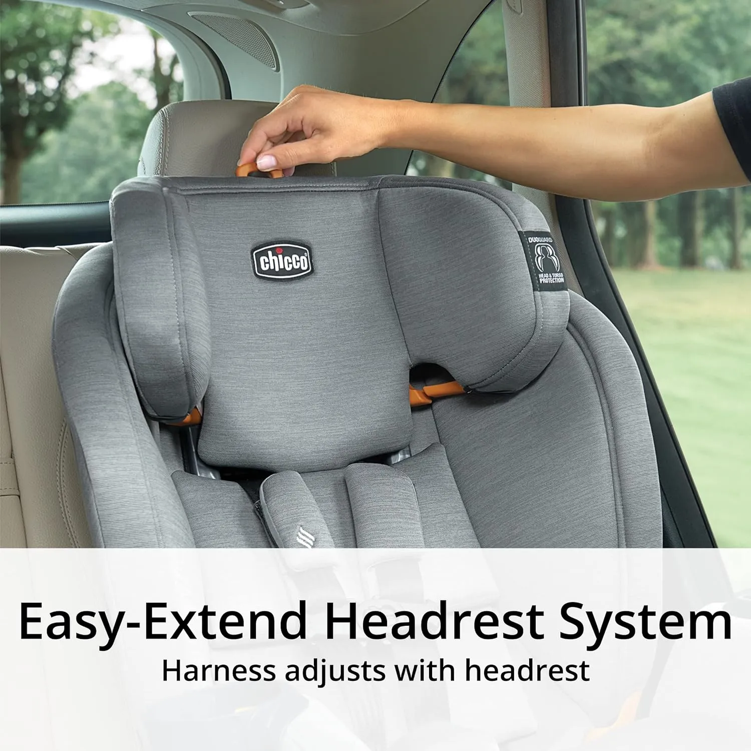 Chicco OneFit ClearTex All-in-One Car Seat, Slim Design, Rear-Facing Seat for Infants 5-40 lbs., Forward-Facing 25-65 lbs., Booster 40-100 lbs., Convertible Car Seat | Drift/Grey
