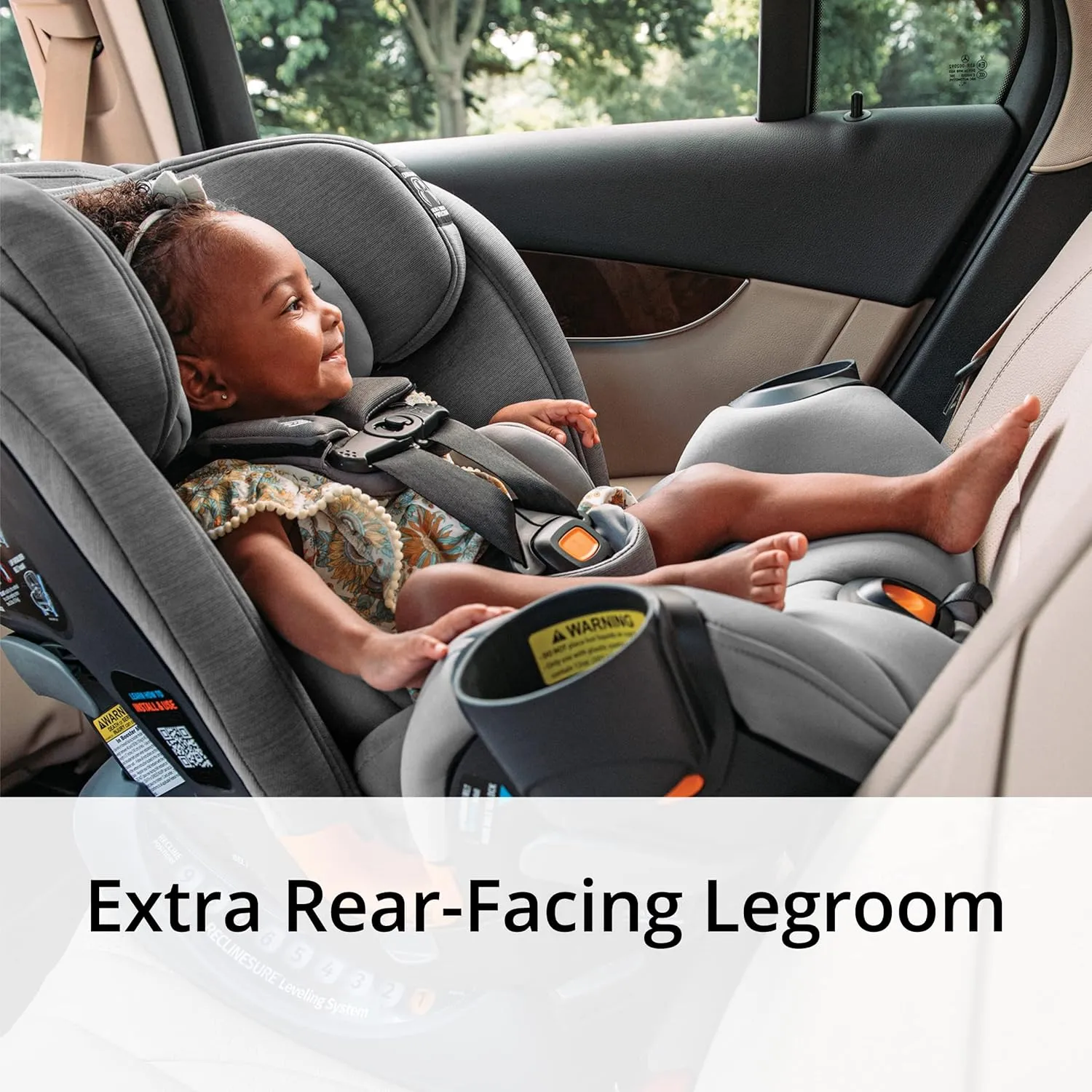 Chicco OneFit ClearTex All-in-One Car Seat, Slim Design, Rear-Facing Seat for Infants 5-40 lbs., Forward-Facing 25-65 lbs., Booster 40-100 lbs., Convertible Car Seat | Lilac/Purple
