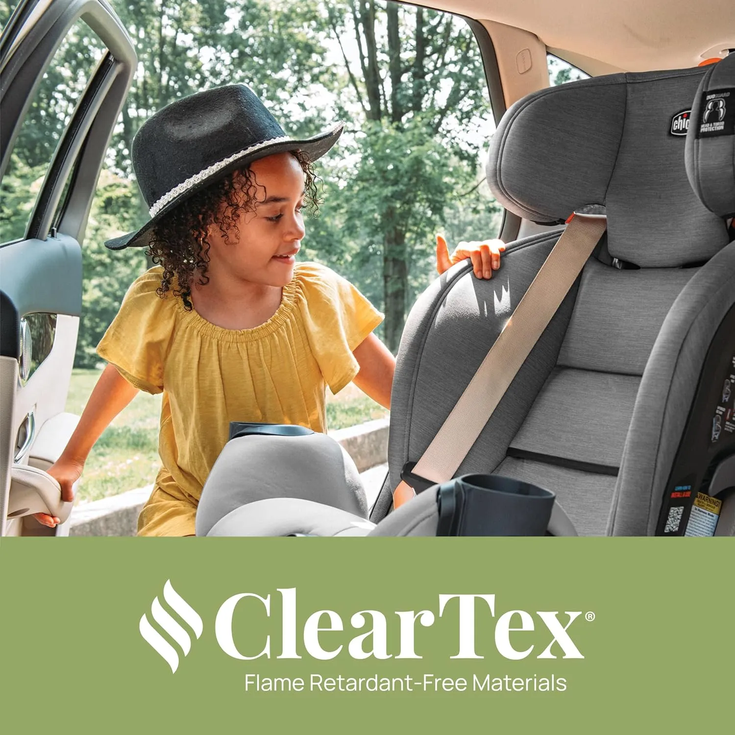 Chicco OneFit ClearTex All-in-One Car Seat, Slim Design, Rear-Facing Seat for Infants 5-40 lbs., Forward-Facing 25-65 lbs., Booster 40-100 lbs., Convertible Car Seat | Lilac/Purple