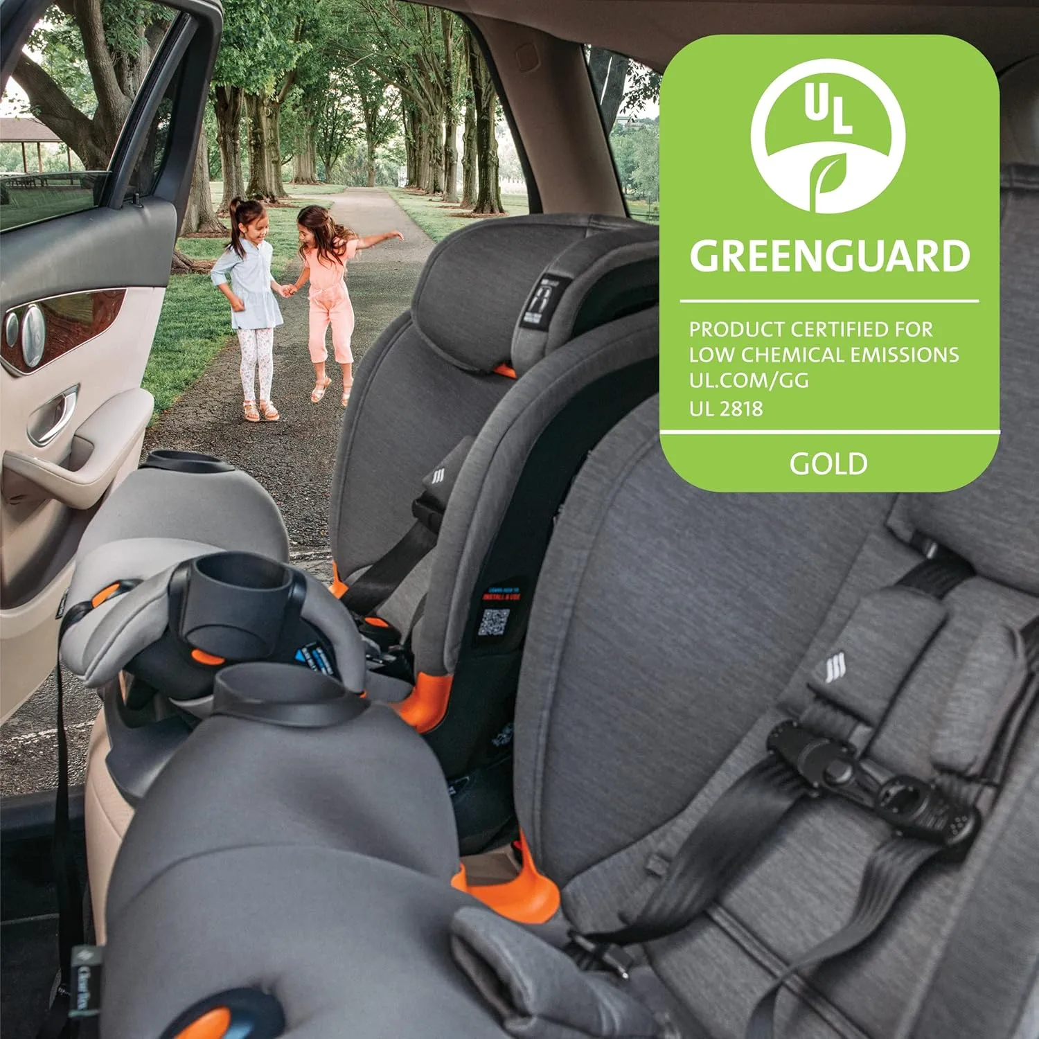 Chicco OneFit ClearTex All-in-One Car Seat, Slim Design, Rear-Facing Seat for Infants 5-40 lbs., Forward-Facing 25-65 lbs., Booster 40-100 lbs., Convertible Car Seat | Lilac/Purple
