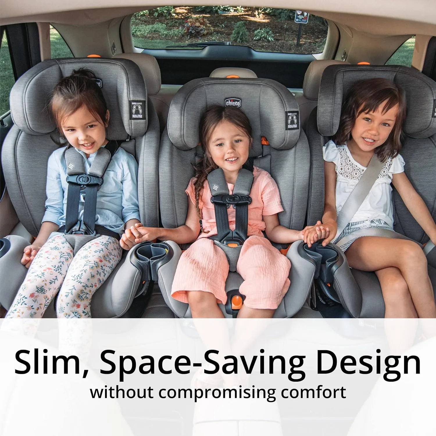 Chicco OneFit ClearTex All-in-One Car Seat, Slim Design, Rear-Facing Seat for Infants 5-40 lbs., Forward-Facing 25-65 lbs., Booster 40-100 lbs., Convertible Car Seat | Lilac/Purple