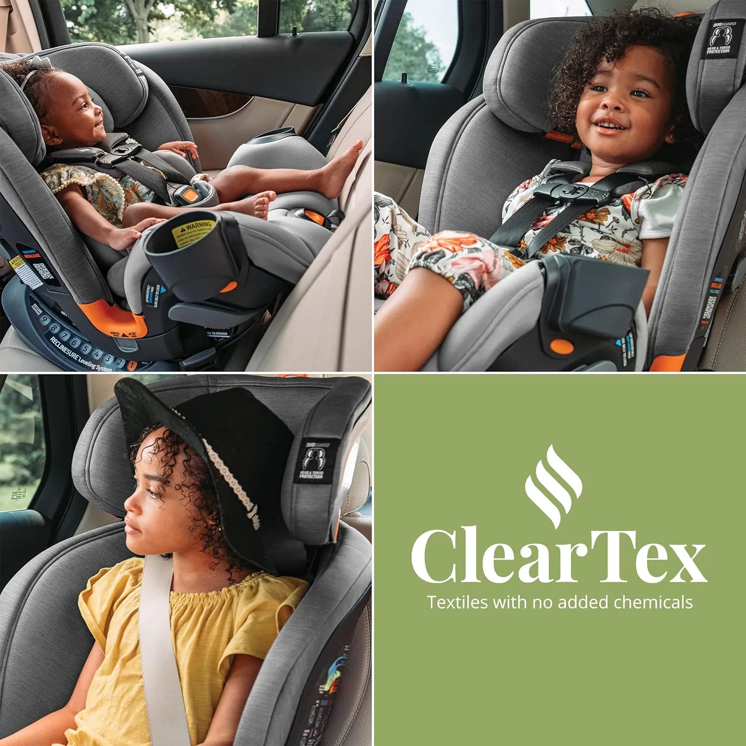 Chicco OneFit ClearTex All-in-One Car Seat, Slim Design, Rear-Facing Seat for Infants 5-40 lbs., Forward-Facing 25-65 lbs., Booster 40-100 lbs., Convertible Car Seat | Lilac/Purple