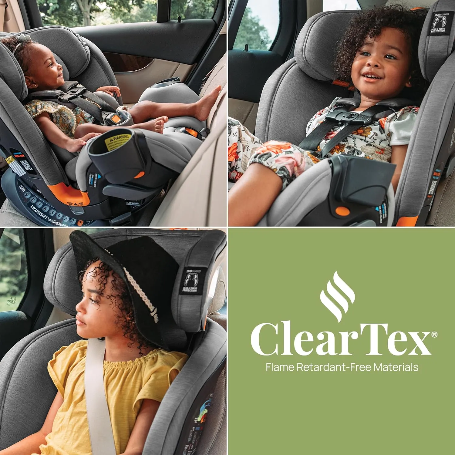 Chicco OneFit ClearTex All-in-One Car Seat, Slim Design, Rear-Facing Seat for Infants 5-40 lbs., Forward-Facing 25-65 lbs., Booster 40-100 lbs., Convertible Car Seat | Lilac/Purple