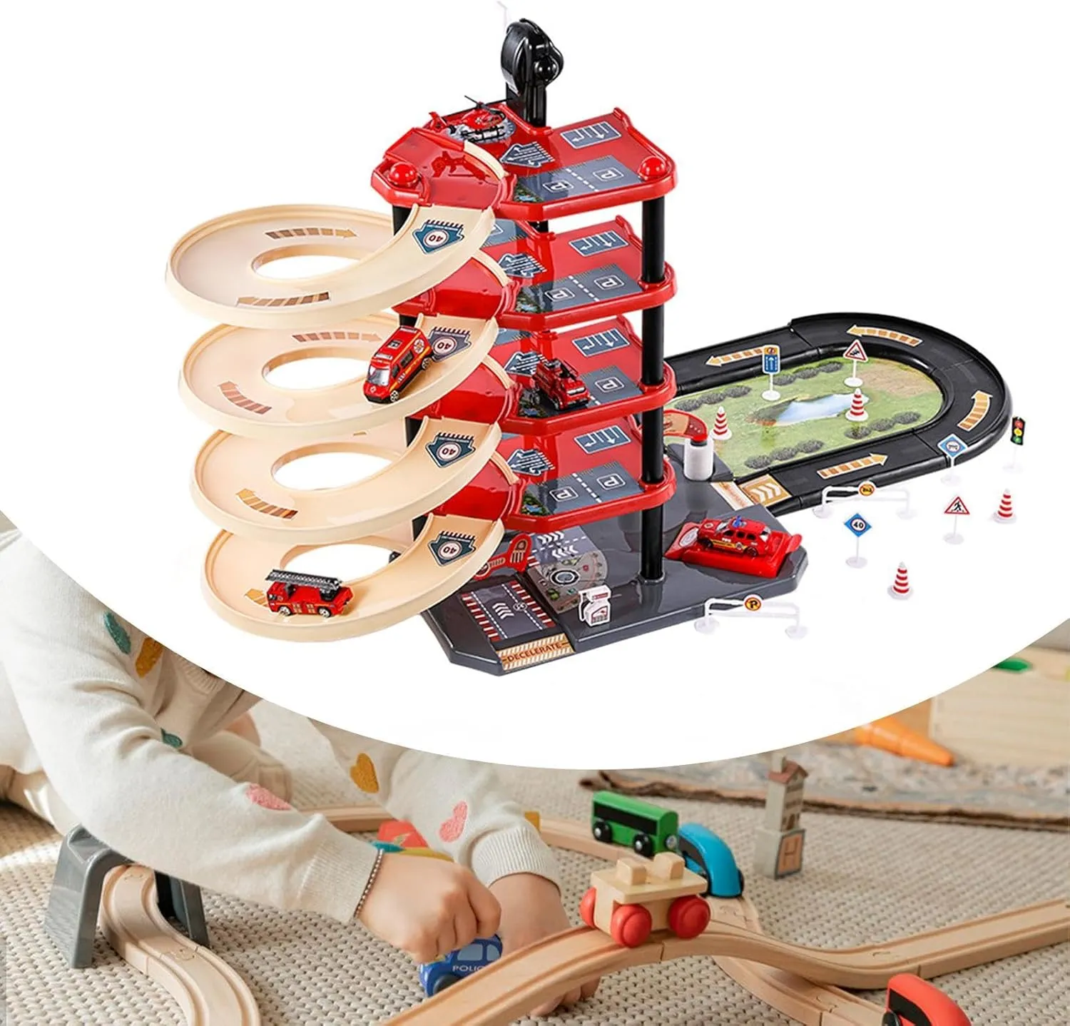 Children's Race Track Adventure Set for Ages 2 to 4 with Flexible Design, with 4 Cars