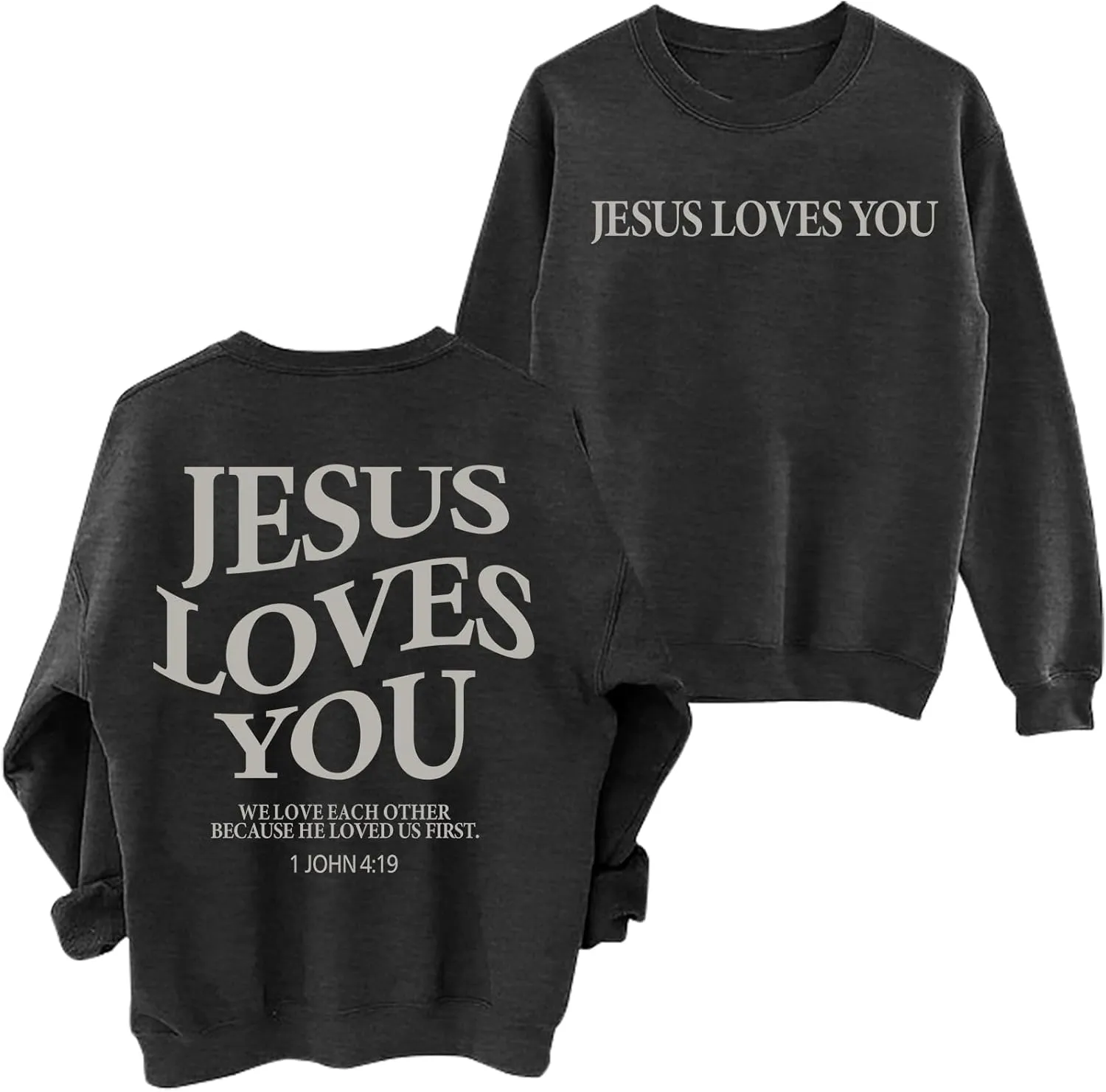 Christian Sweatshirts for Women - Jesus is King & Jesus Loves You Letter Sweatshirt & Sweater