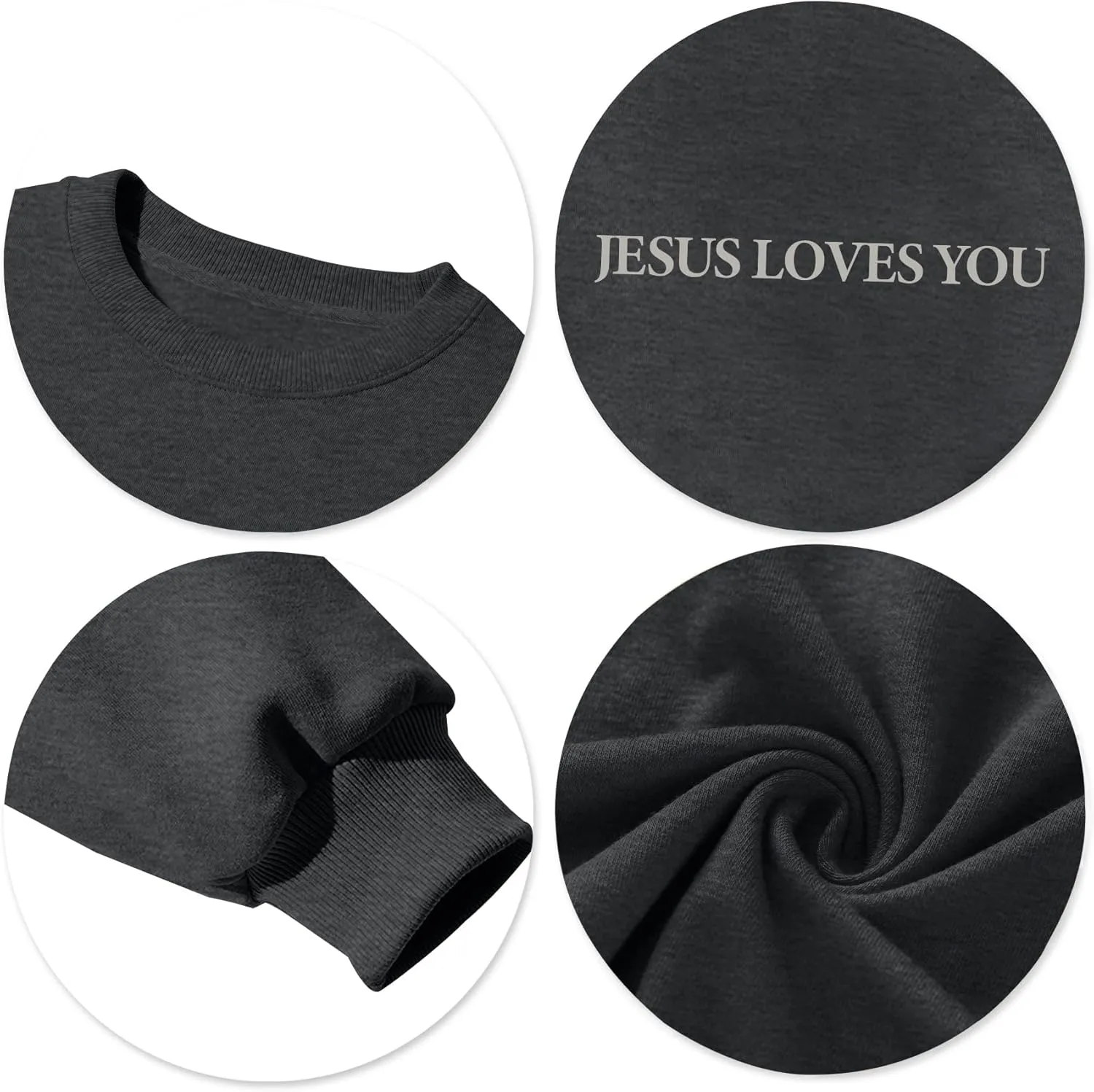 Christian Sweatshirts for Women - Jesus is King & Jesus Loves You Letter Sweatshirt & Sweater