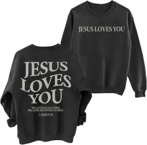 Christian Sweatshirts for Women - Jesus is King & Jesus Loves You Letter Sweatshirt & Sweater