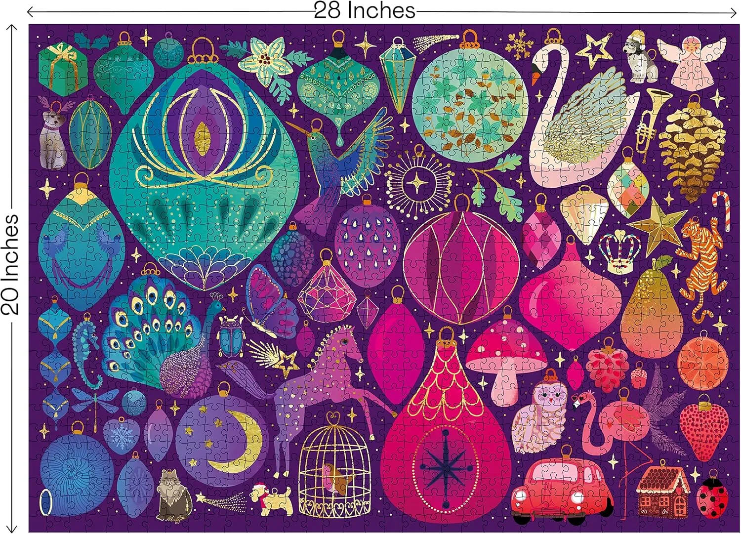 Christmas Puzzle - Christmas Cornucopia | Christmas Puzzles 1000 Pieces | Puzzles for Adults 1000 Pieces and Up | Puzzle Jigsaws Size 28 x 20 inches | Elena Essex Puzzles