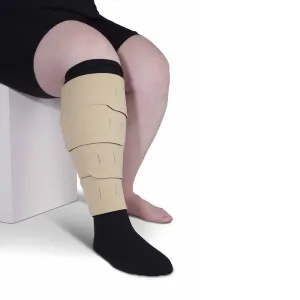 CircAid Juxtalite HD Lower Leg System – Easy to Use Adjustable Compression Wrap Garment for Men & Women, Leg Circulation for Support, Flexible Hood & Loop Straps, Medium Short Full, Beige - New