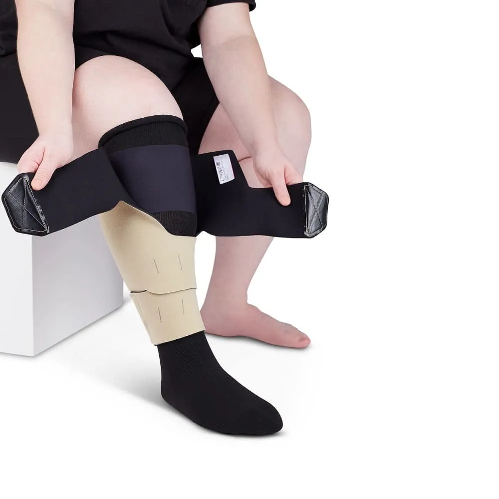 CircAid Juxtalite HD Lower Leg System – Easy to Use Adjustable Compression Wrap Garment for Men & Women, Leg Circulation for Support, Flexible Hood & Loop Straps, Medium Short Full, Beige - New