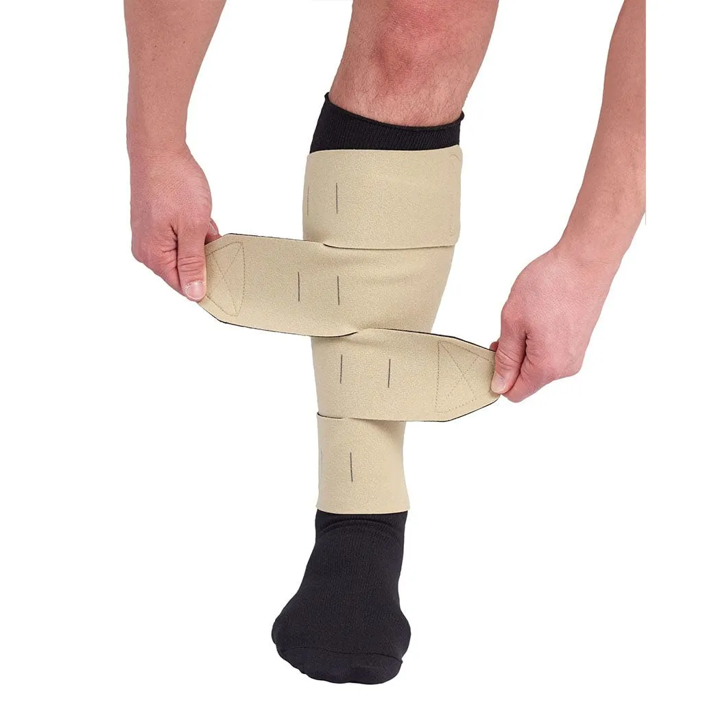 CircAid Juxtalite HD Lower Leg System – Easy to Use Adjustable Compression Wrap Garment for Men & Women, Leg Circulation for Support, Flexible Hood & Loop Straps, Medium Short Full, Beige - New