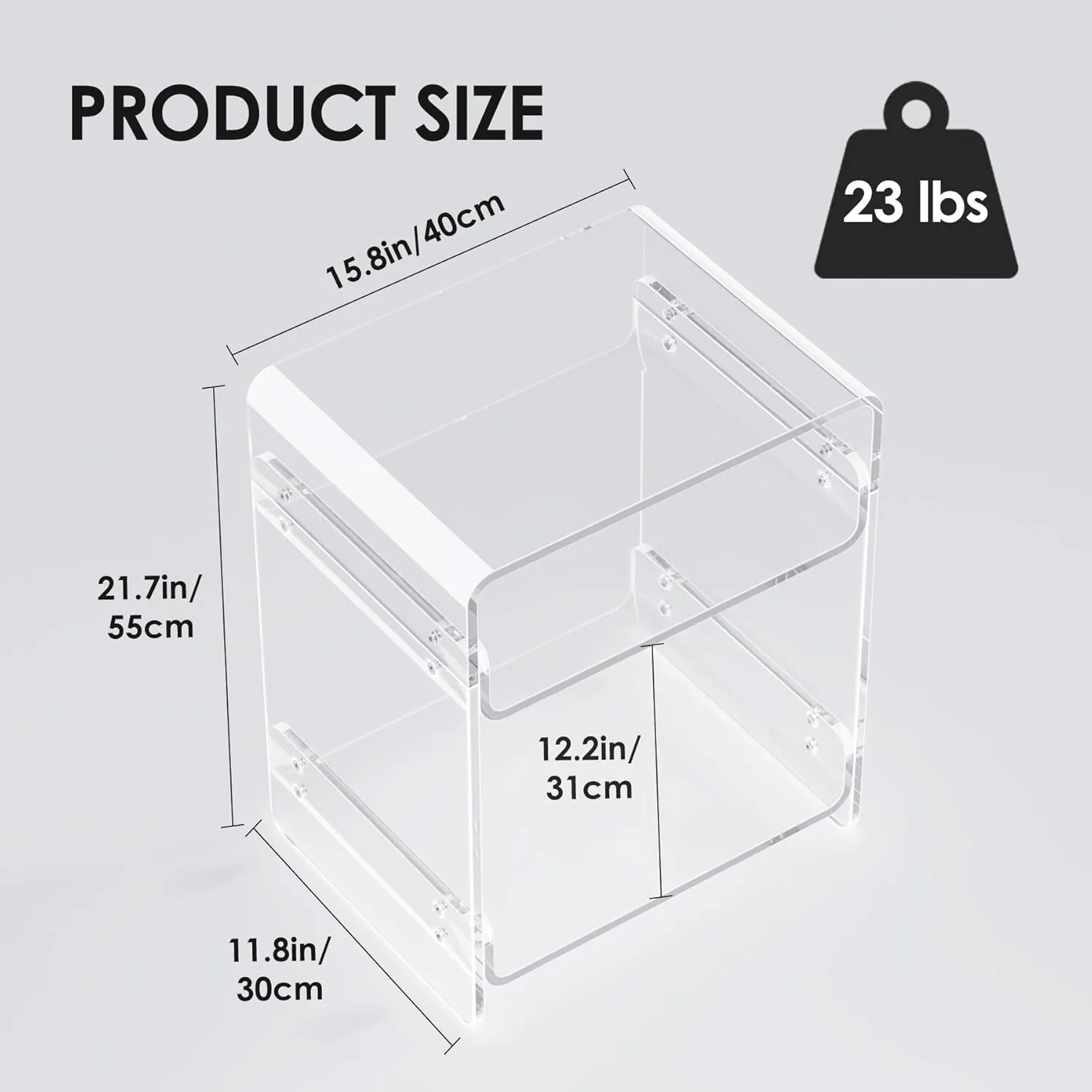 Clear Acrylic 3-Tier End Table/Nightstand – Sleek Bedside Storage with Durable Design, Perfect for Bedrooms, Living Rooms, or Modern Interiors – Ideal as a Bedside Table or Sofa Side Piece