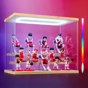 Clear Acrylic Display Case for Action Figure- Funko Pop Dustproof Showcase with Colorful Lighting, Multiple Layers for Collectibles