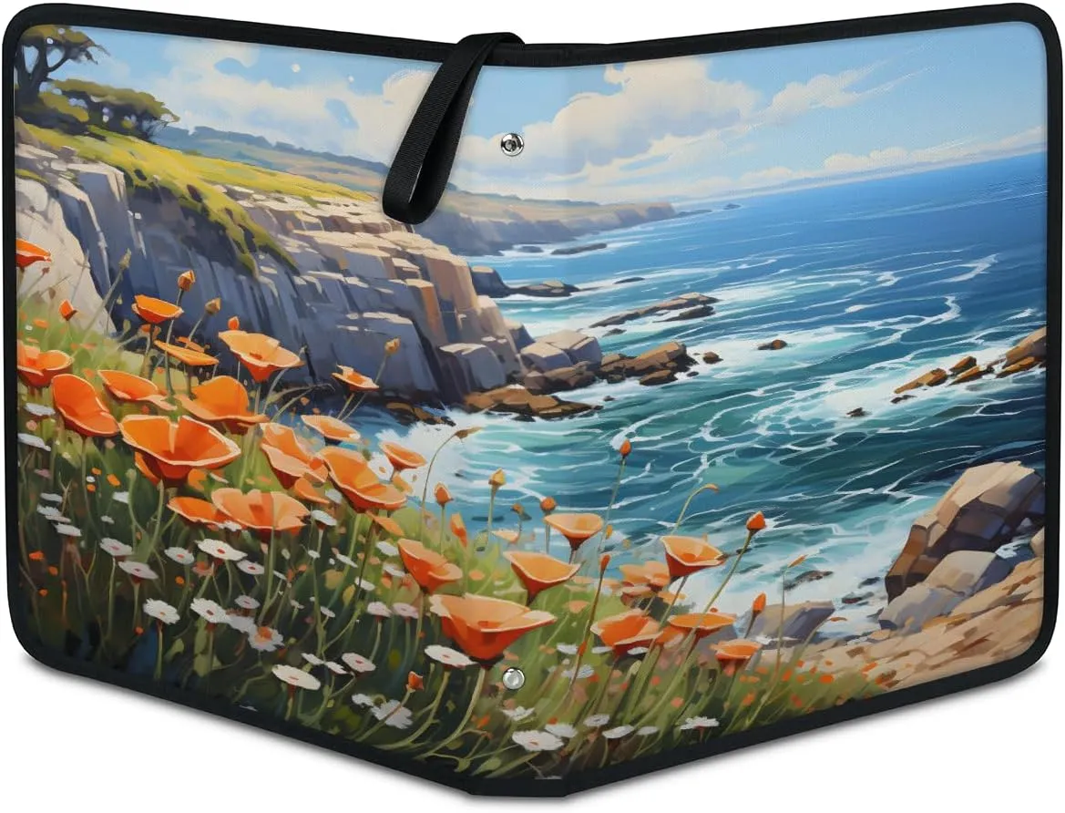 Cliff Flower 3 Ring Trading Zipper Binder Strap, Trading Card Binder 4 Pocket, 400 Pockets Card Holder with 50 Removable Sleeves for Game Cards