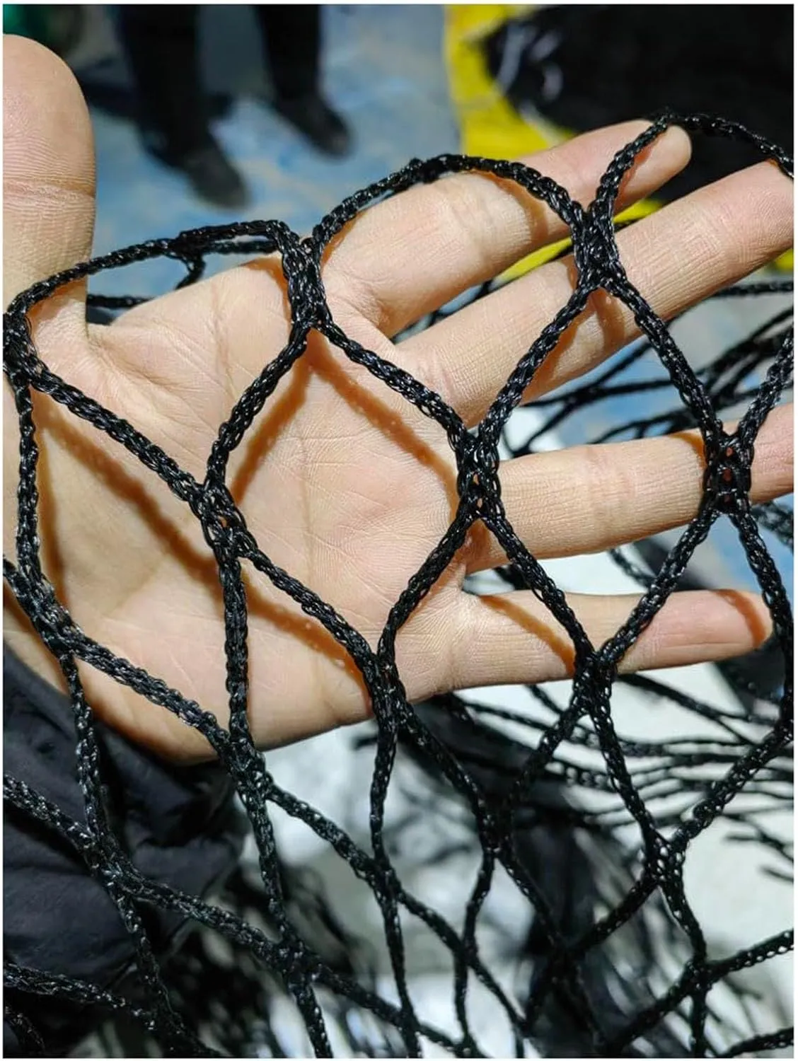 Climbing Cargo Net,5cm/4mm Black Square Hole Net Double Layers Playground Safety Net Polyester Kids Climbing Rope Bridge,2MX6M(6.6X19.7FT)