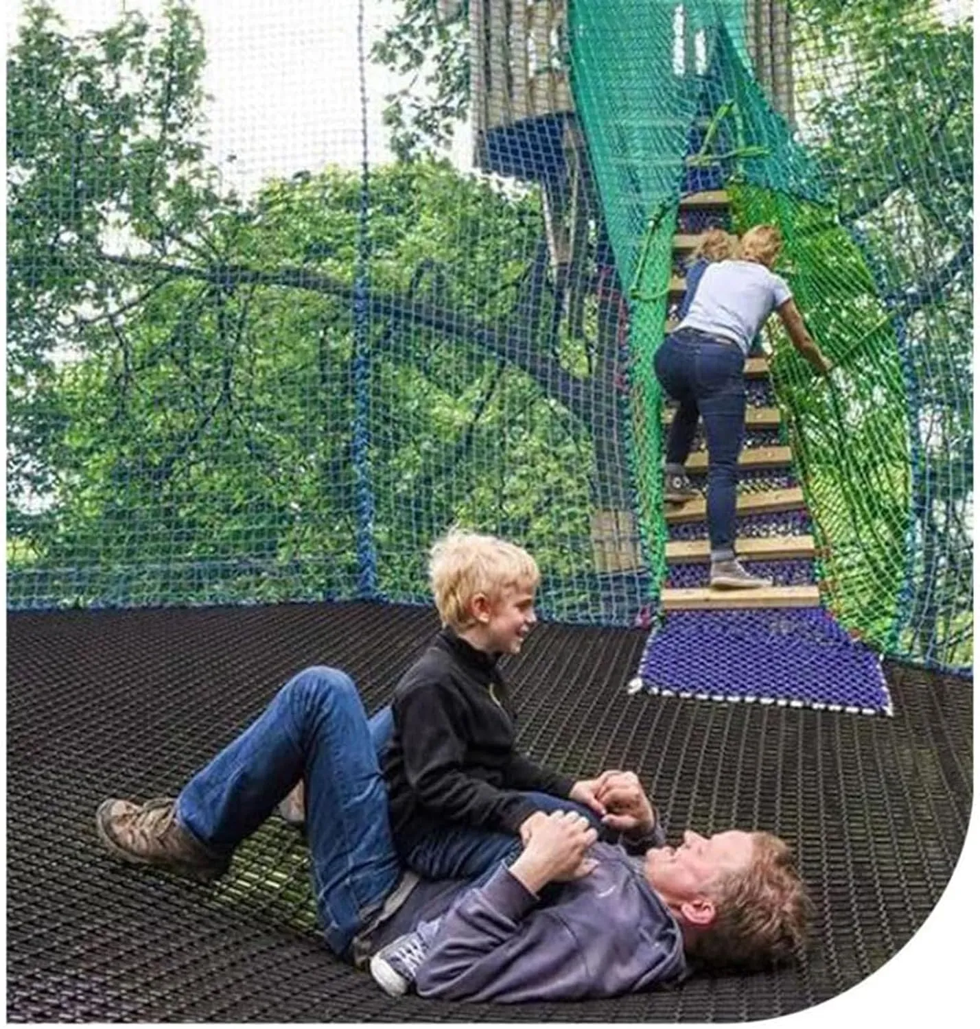 Climbing Cargo Net,5cm/4mm Black Square Hole Net Double Layers Playground Safety Net Polyester Kids Climbing Rope Bridge,2MX6M(6.6X19.7FT)