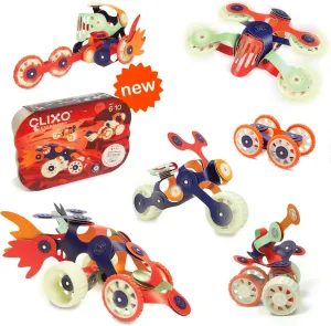 Clixo Mars Rover Pack - Glow-in-The-Dark Wheels Magnetic Building Toy - 30 Flexible Magnet Pieces for Galactic Exploration & Adventure. Award-nominated STEM Toy. Kids Gift & Travel Toy. Ages 6  [New]