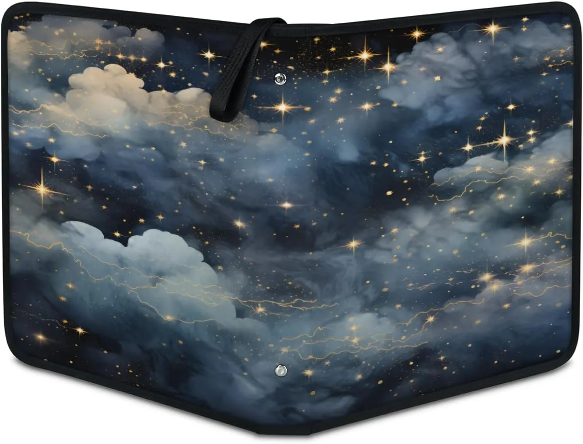 Cloud Starry Sky 3 Ring Trading Zipper Binder Strap, Trading Card Binder 9 Pocket, 900 Pockets Card Holder with 50 Removable Sleeves for Game Cards