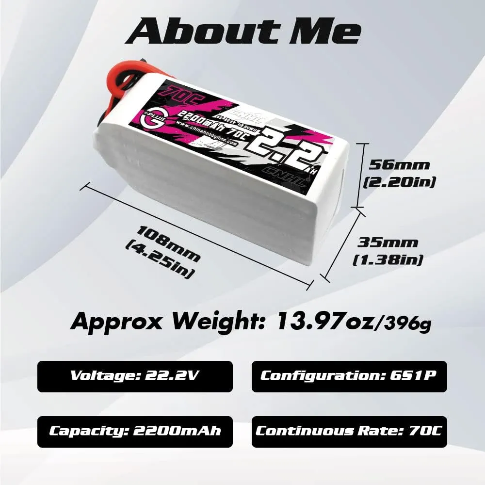 CNHL 2200mAh 2S Lipo Battery 70C 7.4V with XT60 Plug for RC Car Trucks Racing Quadcopter Helicopter Airplane (2 Packs)