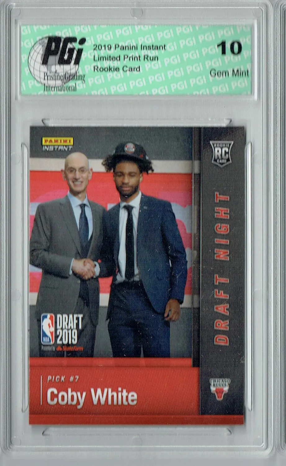 Coby White 2019 Panini Instant #DN-CW 1 of 141 Made Rookie Card PGI 10